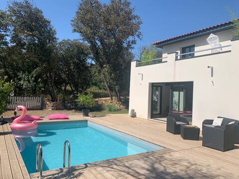Villa with a pool on the edge of the forest