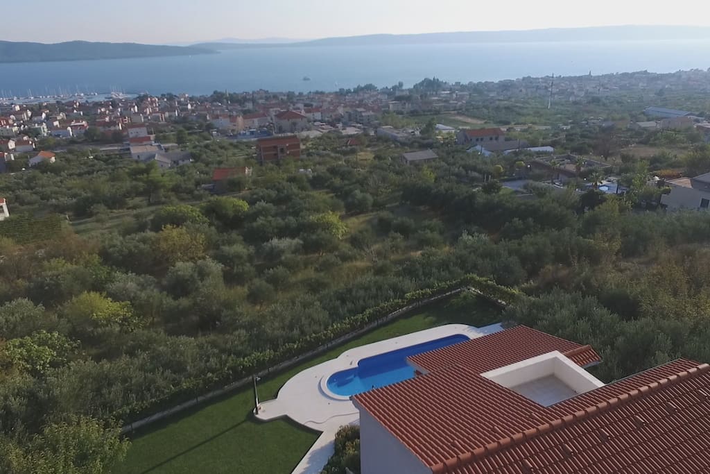panoramic view,island Ciovo,Brac,solta city split and kastela