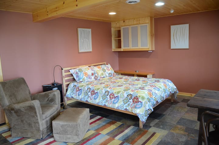 Ground level suite bedroom.  Only accessible by an exterior door on the ground level.