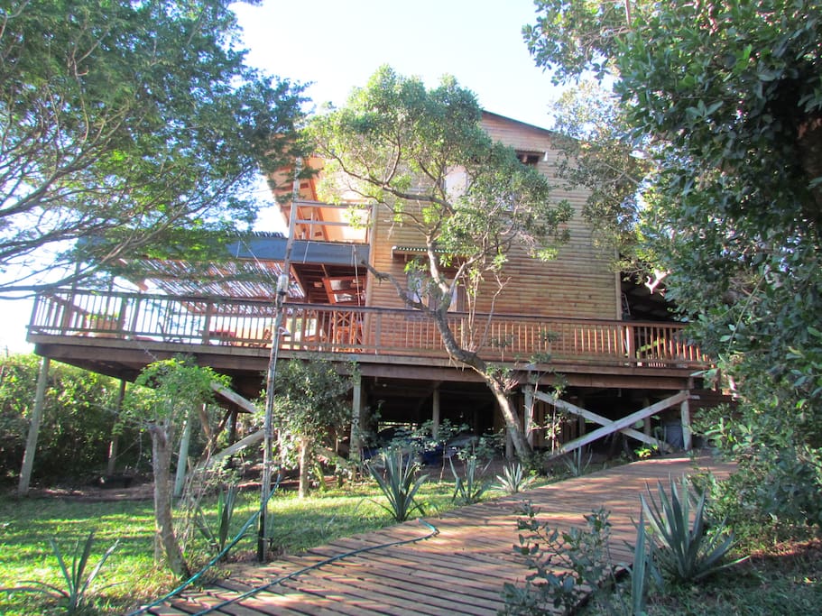 Walk up the ramp from the beach to the entrance of the house