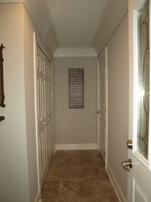 This hallway is the first thing you see once you open the door