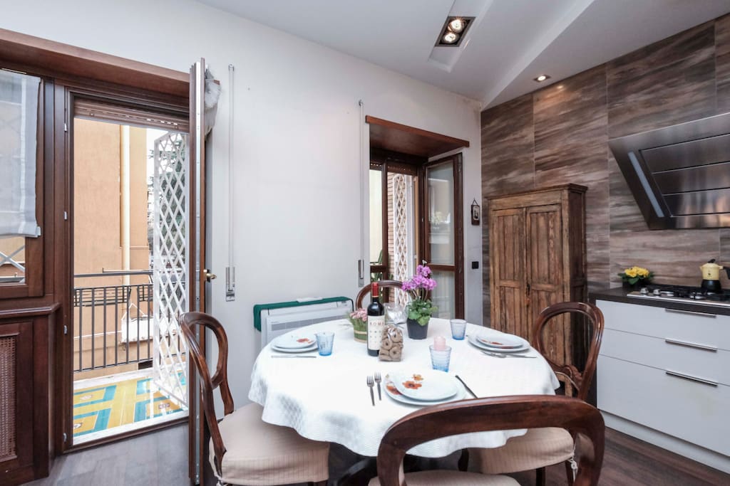 The dining table in the living room