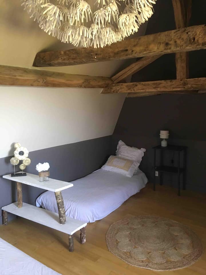 เตียงเดี่ยว 3 เตียงและห้องพักรวมเตียงคู่ 1 ห้อง ความเป็นไปได้ในการปรับเปลี่ยนขึ้นอยู่กับจำนวนเจ้าของที่พักเปลที่เป็นไปได้ 