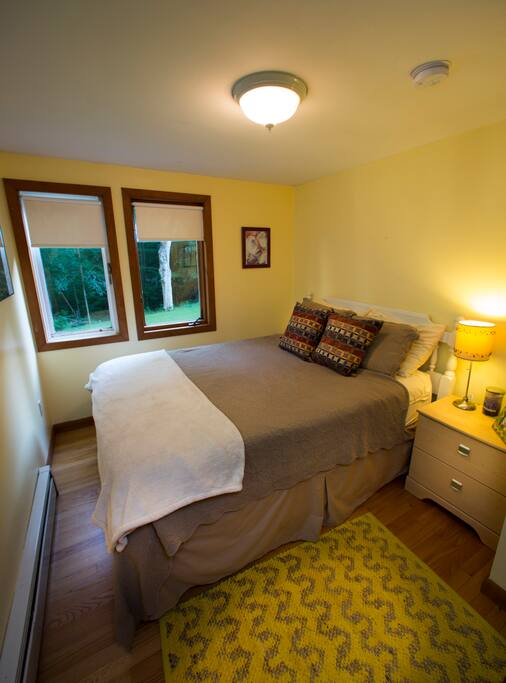 The Bedroom. Queen sized + memory foam mattress. Decor changes through out seasons.
