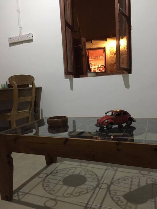 Detail from the living room. The window seen in the photo opens to the courtyard.