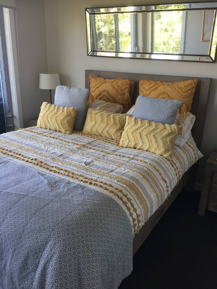 Queen size bed lower level