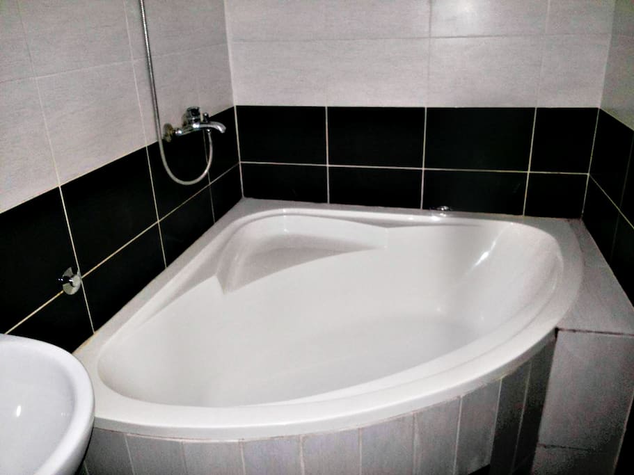 bath with a shower