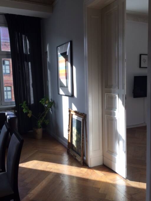 dining room with door to living room