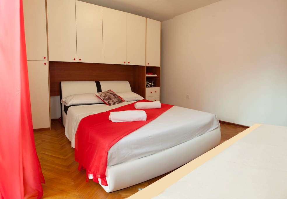 Red bedroom for two