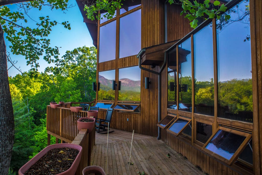 Two stories of wrap around decks