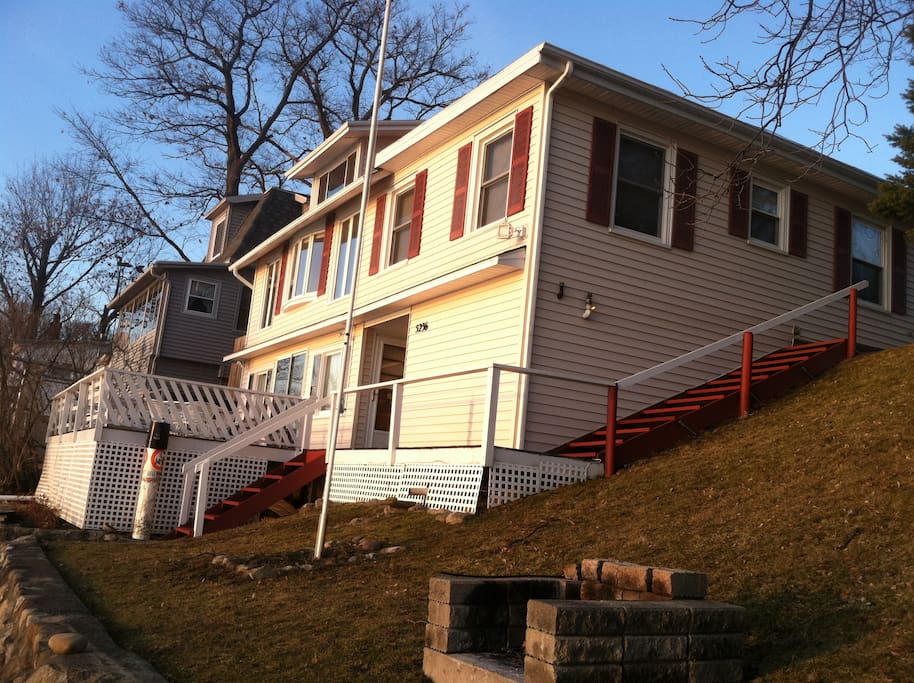Sideview of house & firepit