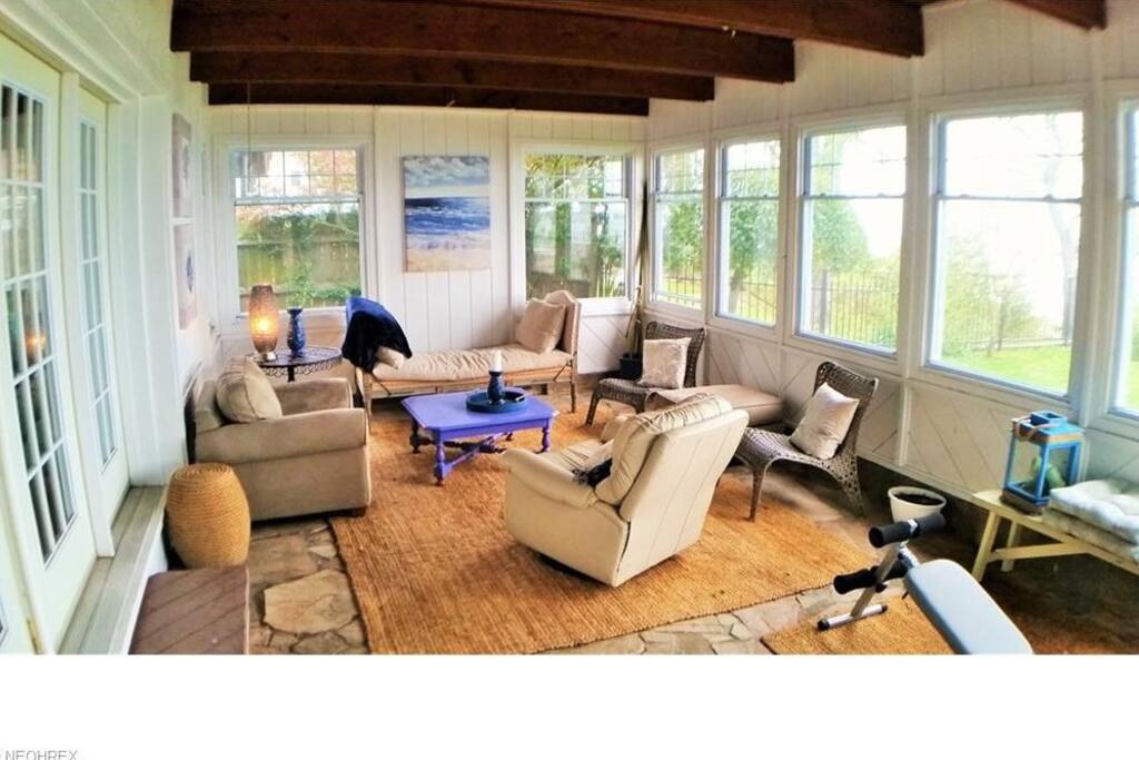 Sun room overlooking the lake
