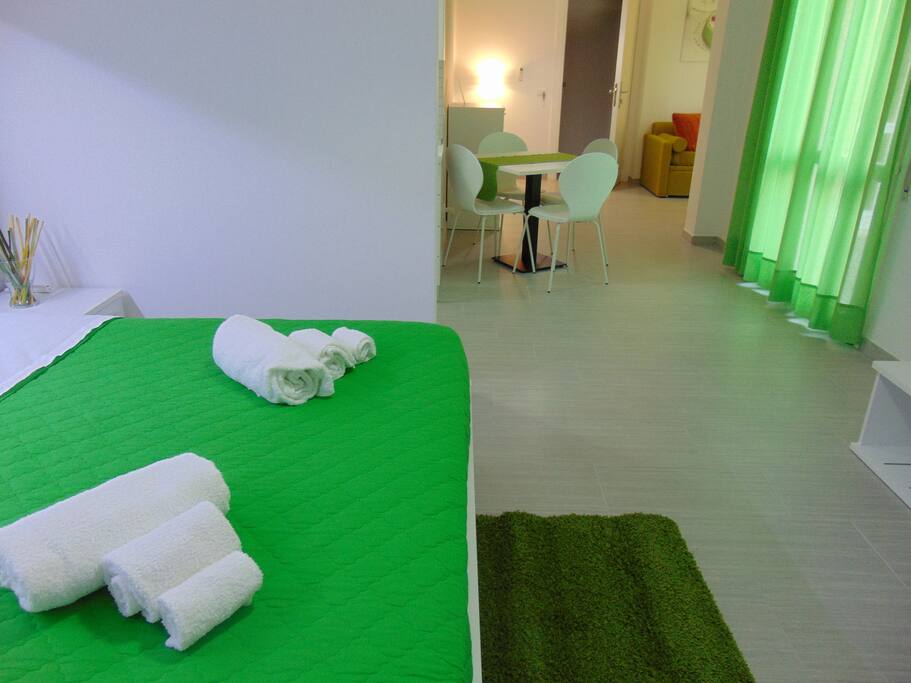Monolocale per 4 persone con Letto Matrimoniale e Divano Letto, Bagno Privato, Angolo Cottura attrezzato