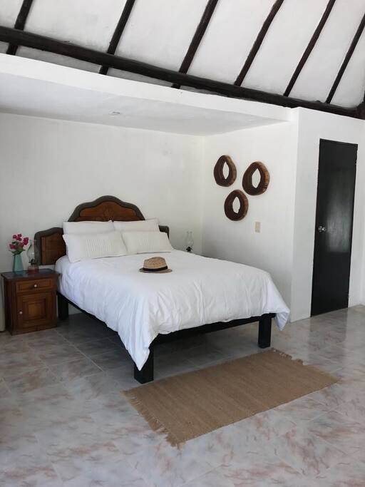Comfy double bed with private bathroom