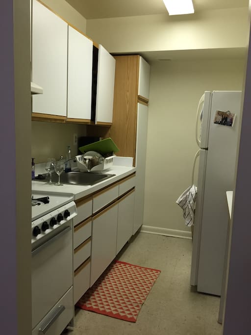 Separate Kitchen with ample counter space. Keurig Coffee maker and other gadgets available for use.