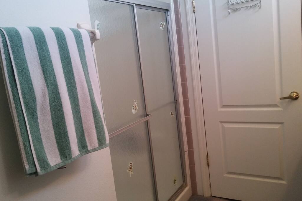 Walk in shower.