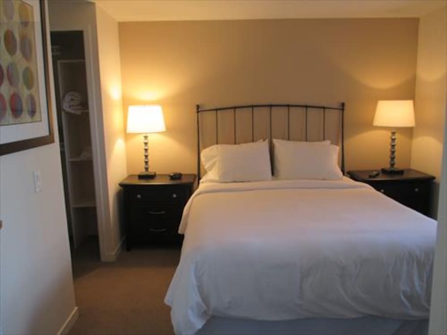 2nd bedroom with queen bed and large closet