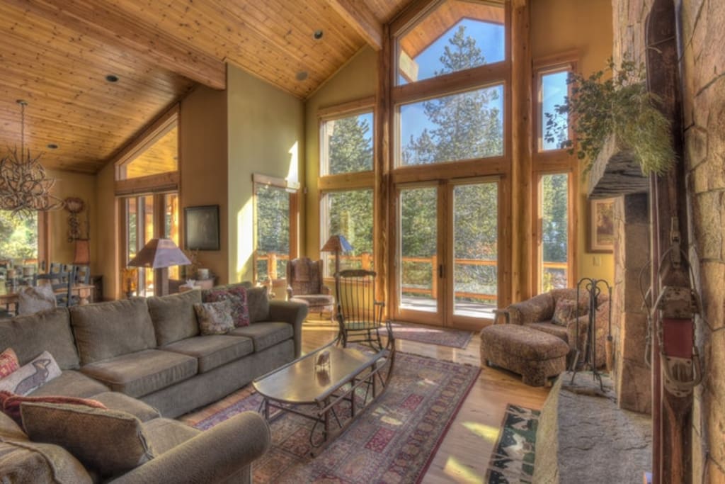 High vaulted ceilings with spacious family room