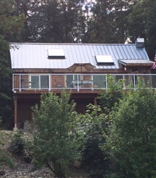 View of our cabin from the river