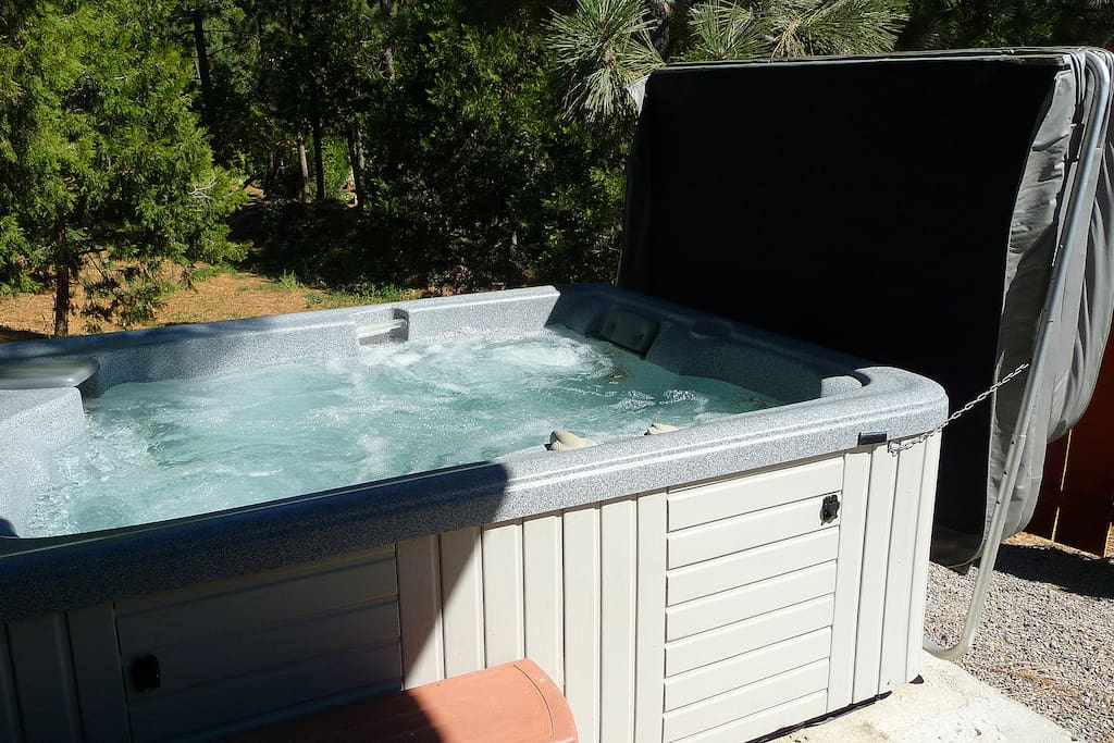 Submerse yourself in bubbling water steam & massage jets of your own PRIVATE Spa.
