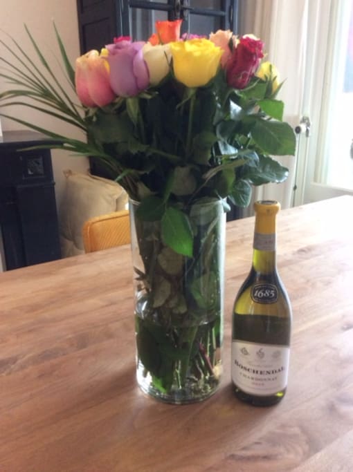 Wine, flowers