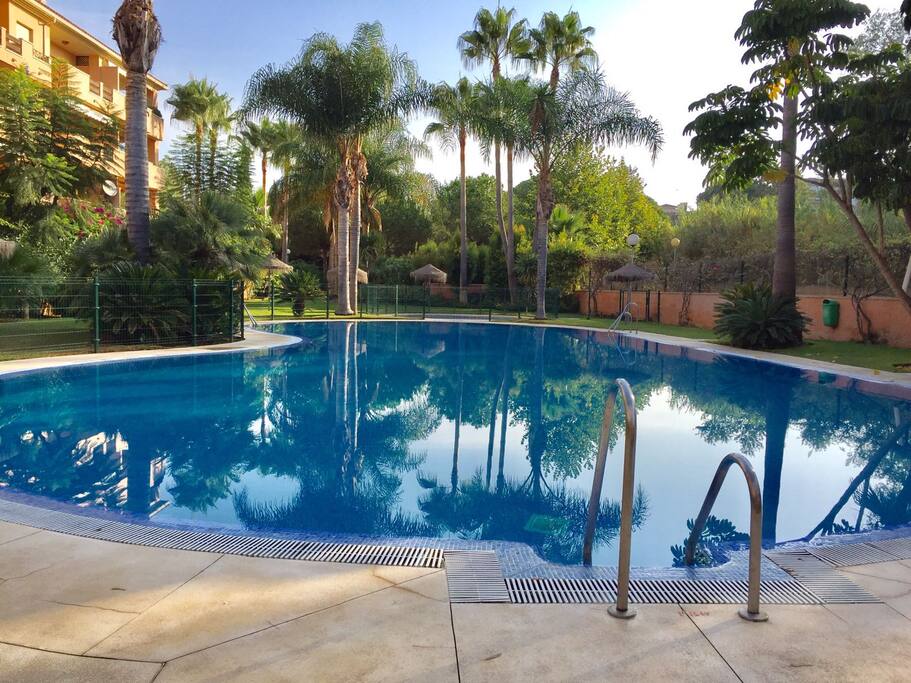 Jardines y piscina de adultos