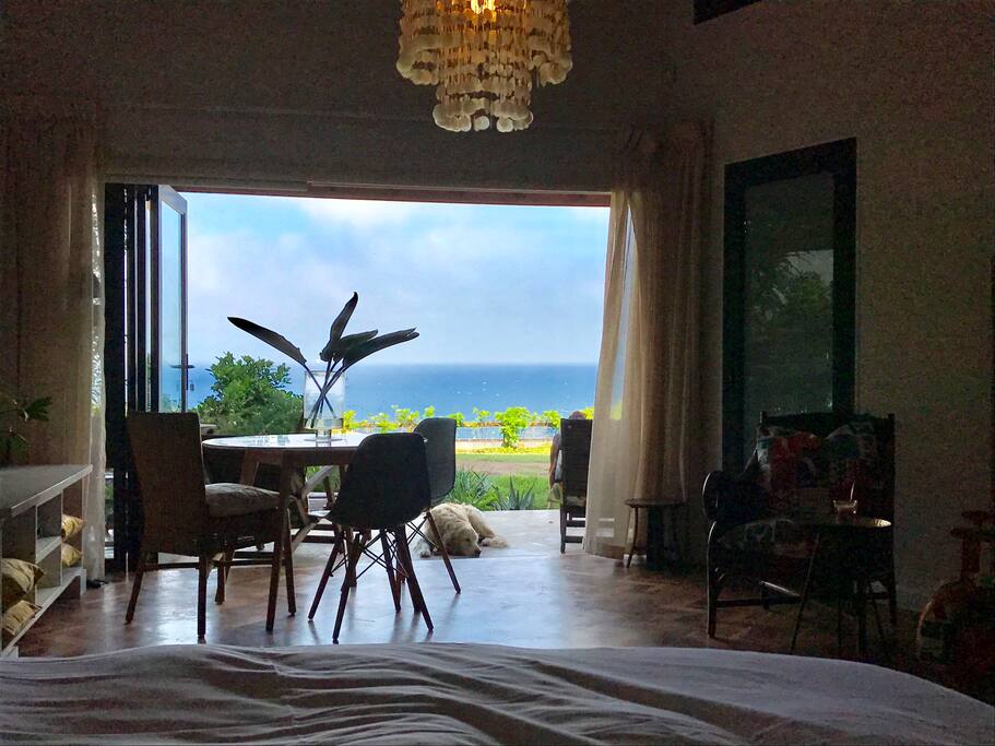 View from double bed in lounge/bedroom