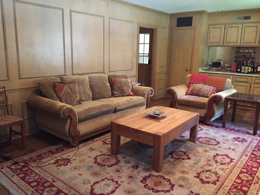 The den is a perfect place to chill during the day and at night if you need extra beds, the couch is perfect for sleeping and there is enough room on the floor for an air mattress (which we can provide)