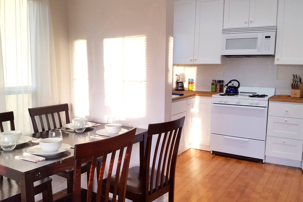 Large open kitchen, dining room, living room area