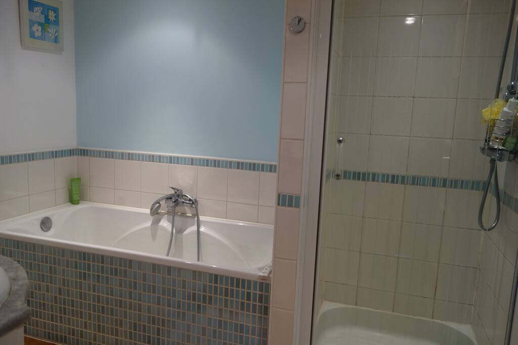 grande salle de bain douche et baignoire- WC