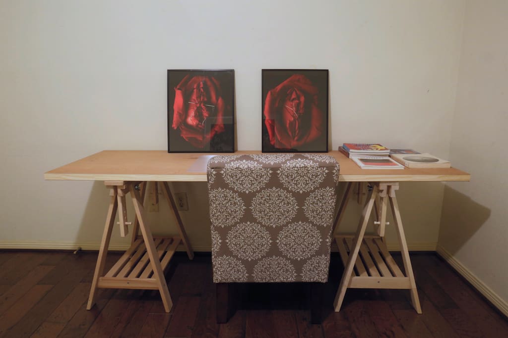 Desk area! and some other art books. Chromogenic prints by. Artist Tere G.