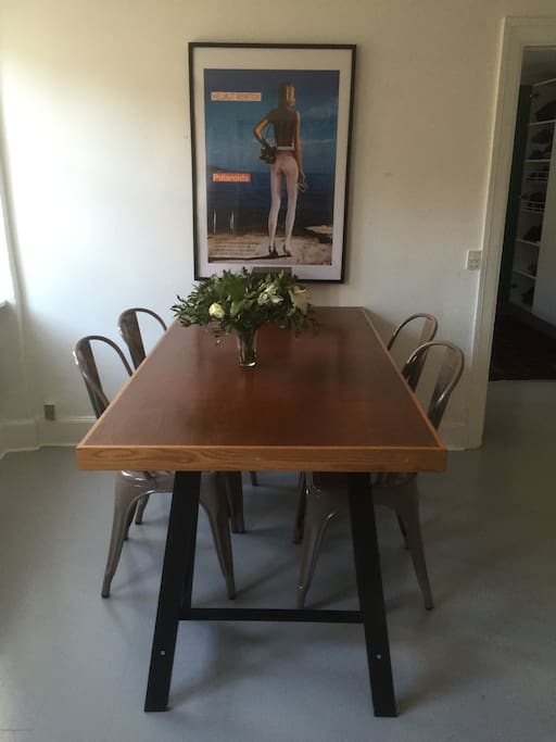 The dining table in the living room