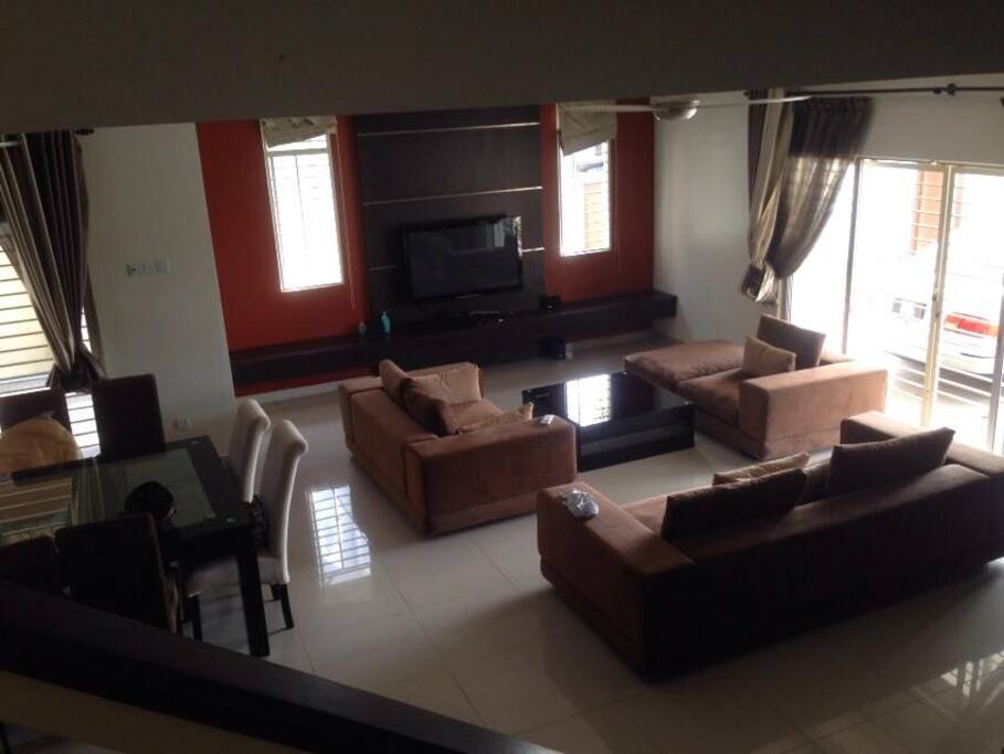 Spacious living space with TV and DVD player
