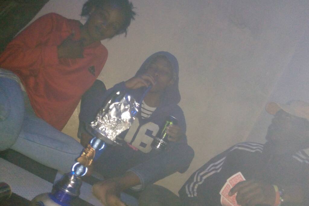 Partying with friends at my place......