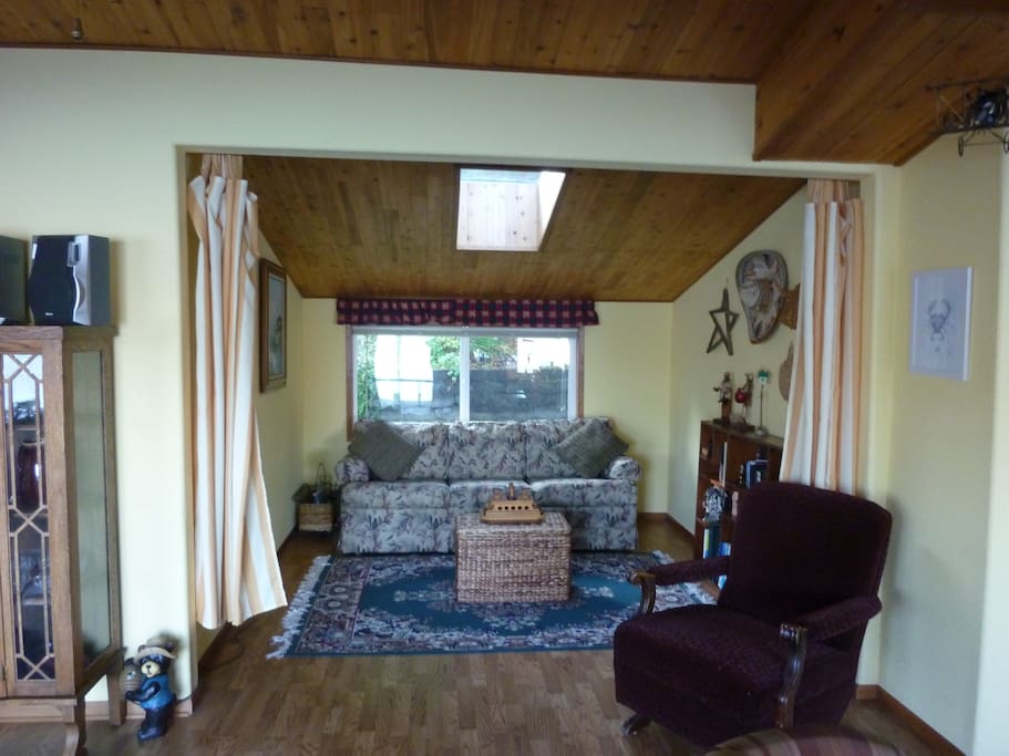 Hide-a-bed in area that can be curtained off