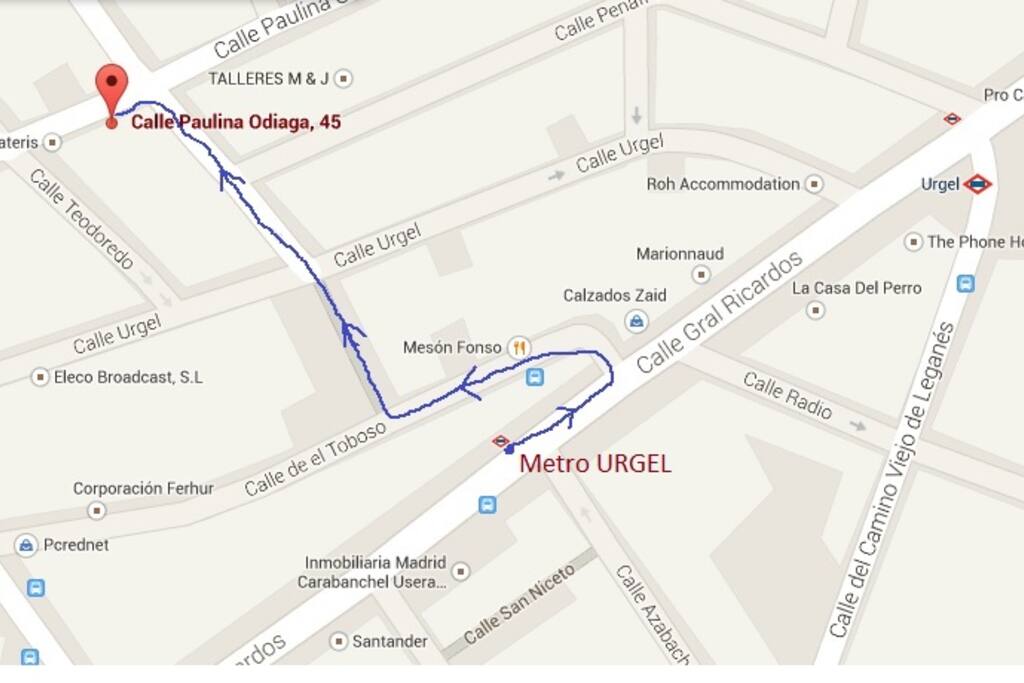 Itinerary to get home, from URGEL subway station.