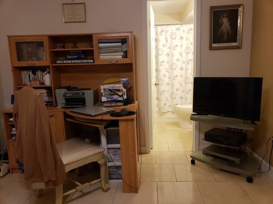 Computer desk and TV
