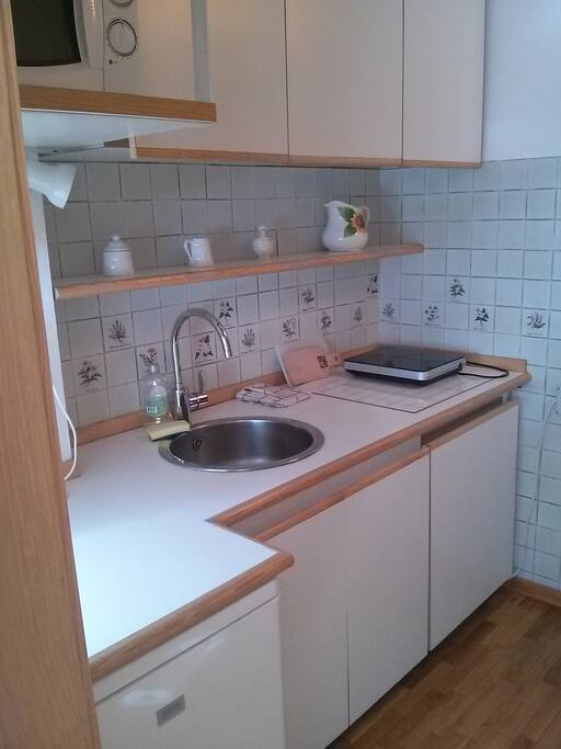 cucina attrezzata con piastra elettrica /kitchen with all the accessories and elettric cooking board