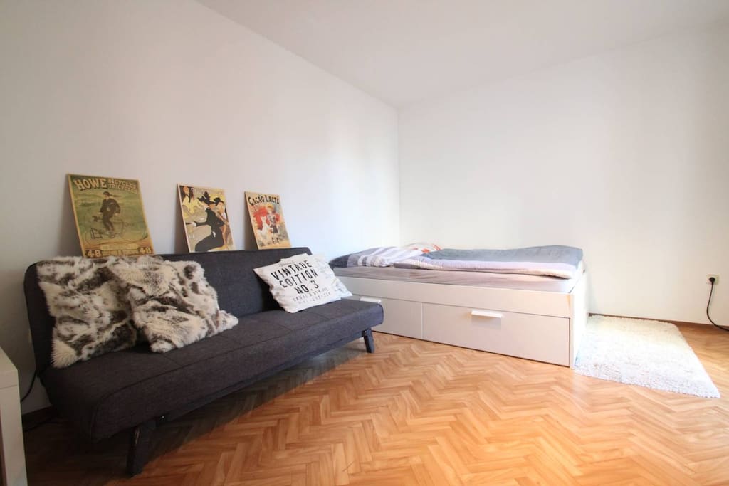 Double bed and sleeping sofa