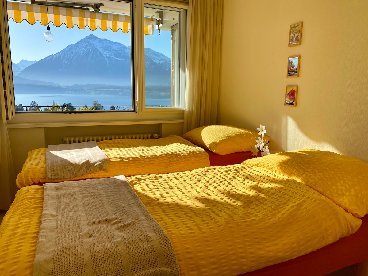 נוף לאגם תון ולהרים מכל חדר