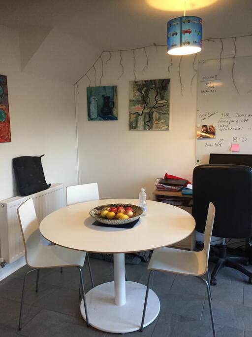 dining area in kitchen and office desk