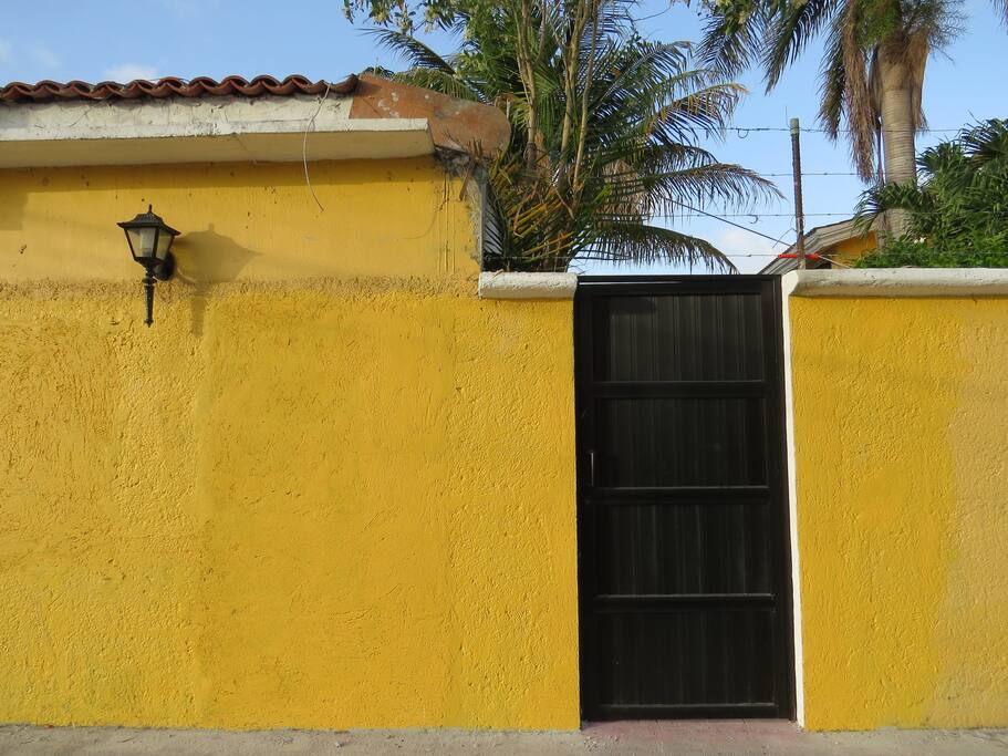 This is the main gate to the apartment, the view from the street