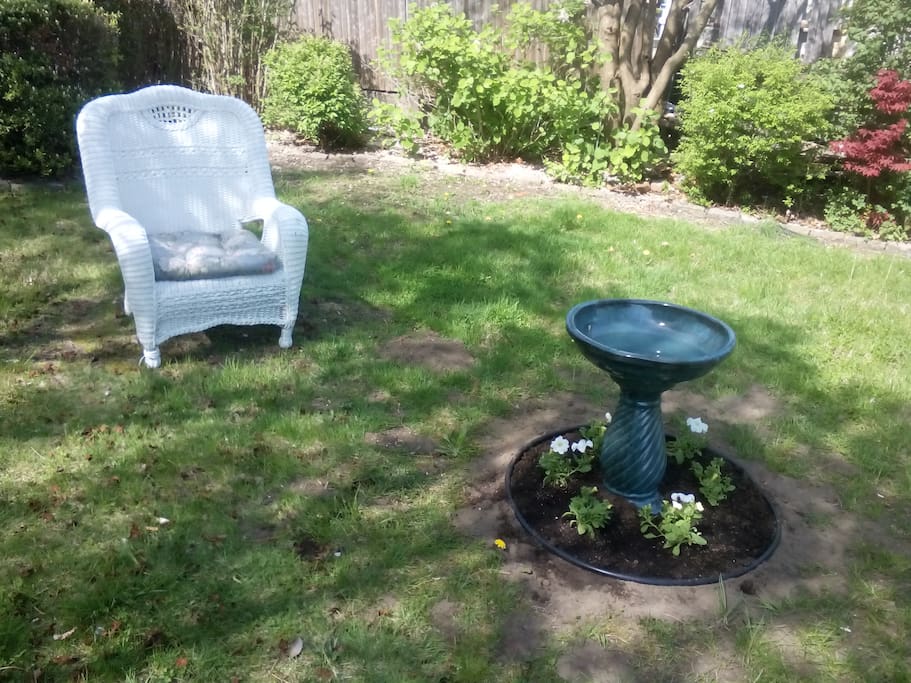 Relax in the private, shady back yard