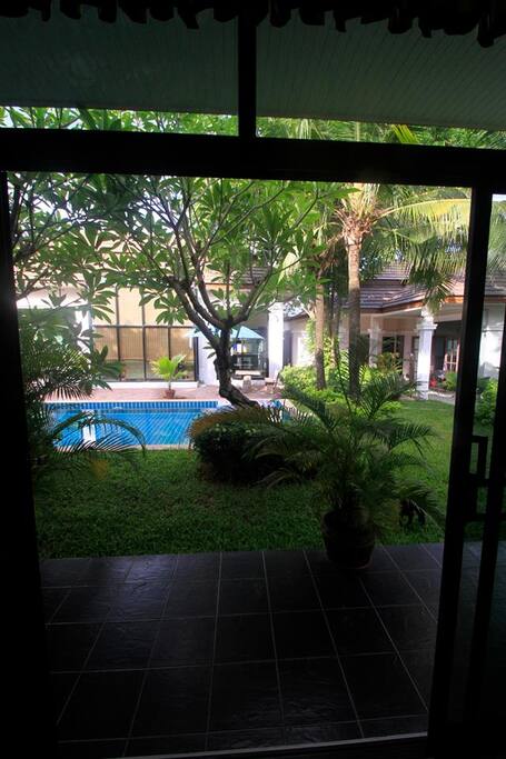 guest bedrooms overlook pool