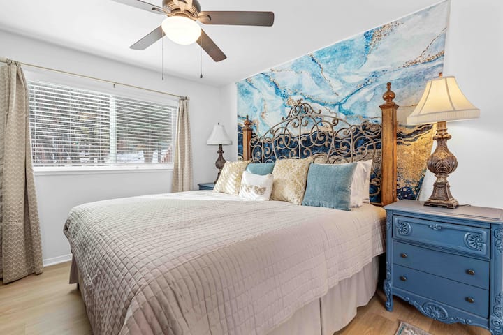 Comfy and cozy king bed.