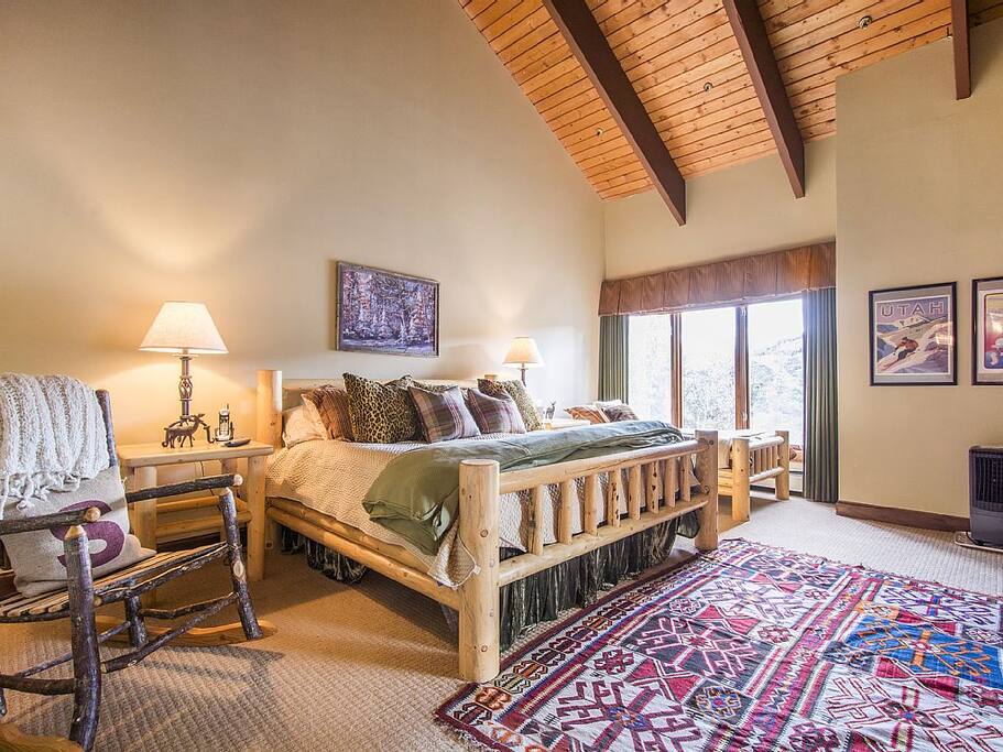 Another View of Master Suite with King bed, TV and Twin and Full Private Bath
