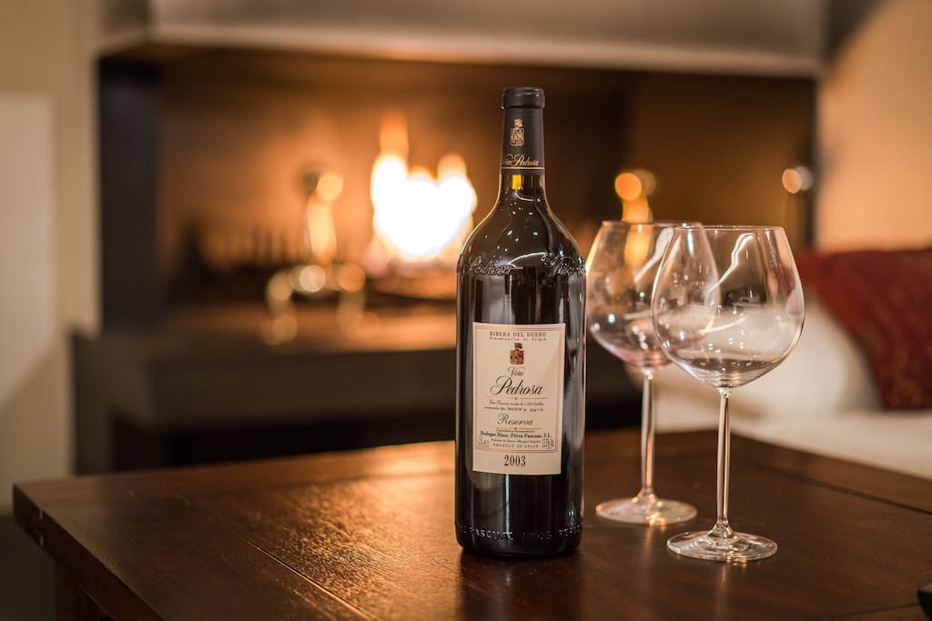 Cozy nights by the fire place with red wine, cheese and exotic music!