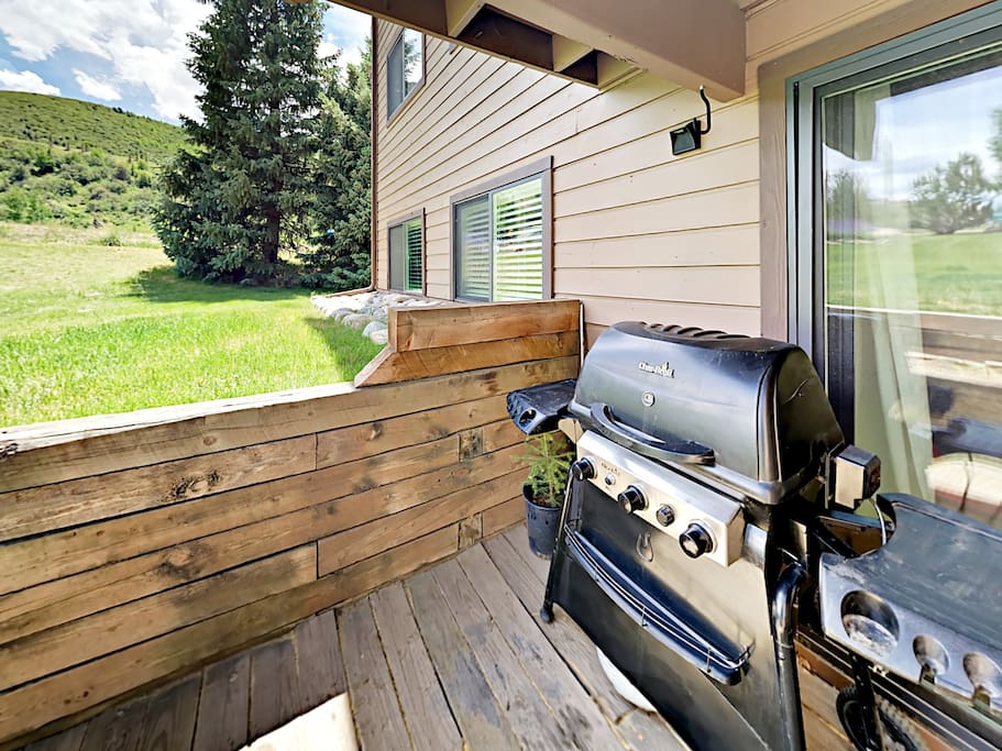 After a fun-filled day of mountain adventures, head outside to grill dinner on the private patio.