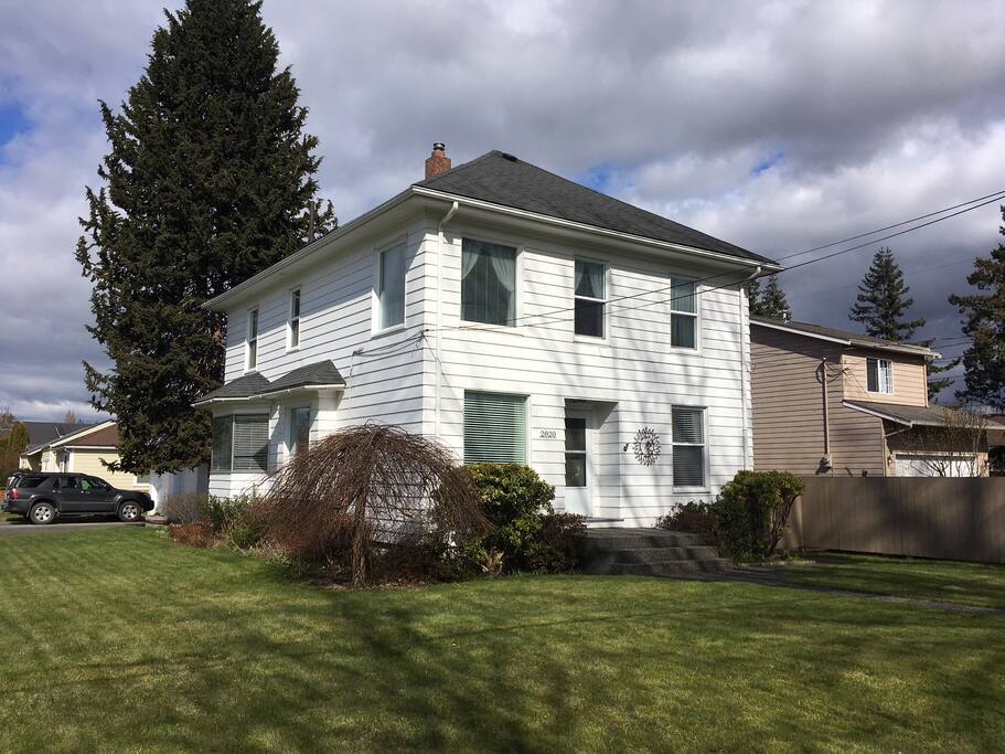 The guest suite is the entire second level of this home and is accessed from the back patio.
