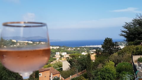 Large vue mer, terrasse/piscine T2 dans une villa